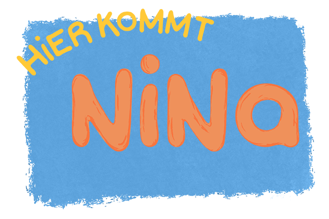 Hier kommt Nina Logo farbig mit Textur